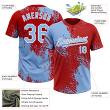 Laden Sie das Bild in den Galerie-Viewer, Custom Light Blue Red-White 3D Pattern Abstract Brush Stroke Two-Button Unisex Softball Jersey
