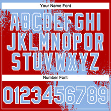 Laden Sie das Bild in den Galerie-Viewer, Custom Light Blue Red-White 3D Pattern Abstract Brush Stroke Two-Button Unisex Softball Jersey