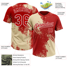 Laden Sie das Bild in den Galerie-Viewer, Custom Cream Red-White 3D Pattern Abstract Brush Stroke Two-Button Unisex Softball Jersey