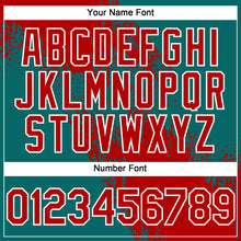 Laden Sie das Bild in den Galerie-Viewer, Custom Red Teal-White 3D Pattern Abstract Brush Stroke Two-Button Unisex Softball Jersey