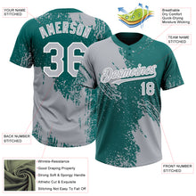 Laden Sie das Bild in den Galerie-Viewer, Custom Gray Teal-White 3D Pattern Abstract Brush Stroke Two-Button Unisex Softball Jersey