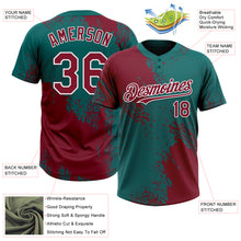 Laden Sie das Bild in den Galerie-Viewer, Custom Crimson Teal-White 3D Pattern Abstract Brush Stroke Two-Button Unisex Softball Jersey