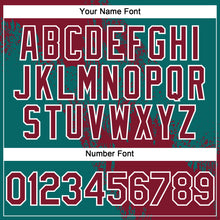 Laden Sie das Bild in den Galerie-Viewer, Custom Crimson Teal-White 3D Pattern Abstract Brush Stroke Two-Button Unisex Softball Jersey