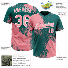 Laden Sie das Bild in den Galerie-Viewer, Custom Medium Pink Teal-White 3D Pattern Abstract Brush Stroke Two-Button Unisex Softball Jersey