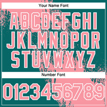 Laden Sie das Bild in den Galerie-Viewer, Custom Medium Pink Teal-White 3D Pattern Abstract Brush Stroke Two-Button Unisex Softball Jersey