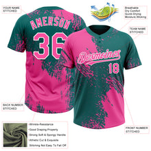Загрузить изображение в средство просмотра галереи, Custom Pink Teal-White 3D Pattern Abstract Brush Stroke Two-Button Unisex Softball Jersey