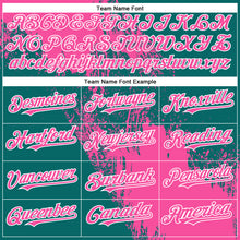 Загрузить изображение в средство просмотра галереи, Custom Pink Teal-White 3D Pattern Abstract Brush Stroke Two-Button Unisex Softball Jersey