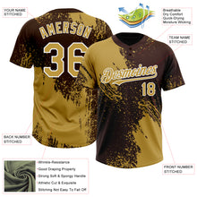 Laden Sie das Bild in den Galerie-Viewer, Custom Old Gold Brown-White 3D Pattern Abstract Brush Stroke Two-Button Unisex Softball Jersey