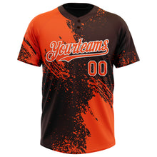 Laden Sie das Bild in den Galerie-Viewer, Custom Orange Brown-White 3D Pattern Abstract Brush Stroke Two-Button Unisex Softball Jersey