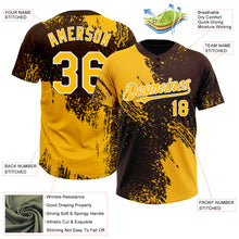 Загрузить изображение в средство просмотра галереи, Custom Gold Brown-White 3D Pattern Abstract Brush Stroke Two-Button Unisex Softball Jersey