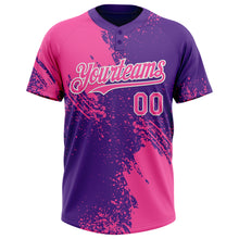 Загрузить изображение в средство просмотра галереи, Custom Pink Purple-White 3D Pattern Abstract Brush Stroke Two-Button Unisex Softball Jersey