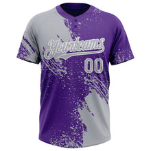 Загрузить изображение в средство просмотра галереи, Custom Gray Purple-White 3D Pattern Abstract Brush Stroke Two-Button Unisex Softball Jersey