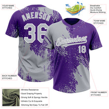 Загрузить изображение в средство просмотра галереи, Custom Gray Purple-White 3D Pattern Abstract Brush Stroke Two-Button Unisex Softball Jersey