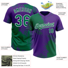 Загрузить изображение в средство просмотра галереи, Custom Kelly Green Purple-White 3D Pattern Abstract Brush Stroke Two-Button Unisex Softball Jersey