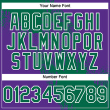 Загрузить изображение в средство просмотра галереи, Custom Kelly Green Purple-White 3D Pattern Abstract Brush Stroke Two-Button Unisex Softball Jersey