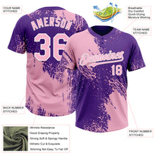 Laden Sie das Bild in den Galerie-Viewer, Custom Light Pink Purple-White 3D Pattern Abstract Brush Stroke Two-Button Unisex Softball Jersey