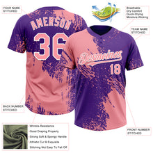 Charger l'image dans la galerie, Custom Medium Pink Purple-White 3D Pattern Abstract Brush Stroke Two-Button Unisex Softball Jersey
