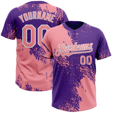 Charger l'image dans la galerie, Custom Medium Pink Purple-White 3D Pattern Abstract Brush Stroke Two-Button Unisex Softball Jersey