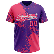 Загрузить изображение в средство просмотра галереи, Custom Neon Pink Purple-White 3D Pattern Abstract Brush Stroke Two-Button Unisex Softball Jersey