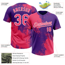Загрузить изображение в средство просмотра галереи, Custom Neon Pink Purple-White 3D Pattern Abstract Brush Stroke Two-Button Unisex Softball Jersey