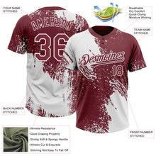 Charger l'image dans la galerie, Custom White Burgundy 3D Pattern Abstract Brush Stroke Two-Button Unisex Softball Jersey