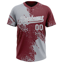 Загрузить изображение в средство просмотра галереи, Custom Gray Burgundy-White 3D Pattern Abstract Brush Stroke Two-Button Unisex Softball Jersey