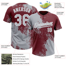 Загрузить изображение в средство просмотра галереи, Custom Gray Burgundy-White 3D Pattern Abstract Brush Stroke Two-Button Unisex Softball Jersey