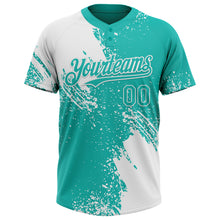 Загрузить изображение в средство просмотра галереи, Custom White Aqua 3D Pattern Abstract Brush Stroke Two-Button Unisex Softball Jersey