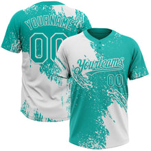 Загрузить изображение в средство просмотра галереи, Custom White Aqua 3D Pattern Abstract Brush Stroke Two-Button Unisex Softball Jersey