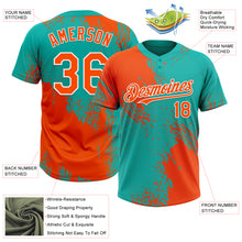 Charger l'image dans la galerie, Custom Orange Aqua-White 3D Pattern Abstract Brush Stroke Two-Button Unisex Softball Jersey