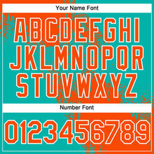 Charger l'image dans la galerie, Custom Orange Aqua-White 3D Pattern Abstract Brush Stroke Two-Button Unisex Softball Jersey