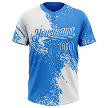 Charger l'image dans la galerie, Custom White Electric Blue 3D Pattern Abstract Brush Stroke Two-Button Unisex Softball Jersey