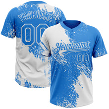 Charger l'image dans la galerie, Custom White Electric Blue 3D Pattern Abstract Brush Stroke Two-Button Unisex Softball Jersey