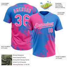 Загрузить изображение в средство просмотра галереи, Custom Pink Electric Blue-White 3D Pattern Abstract Brush Stroke Two-Button Unisex Softball Jersey