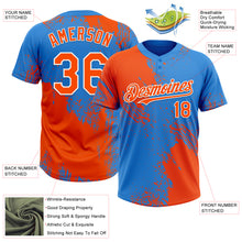 Загрузить изображение в средство просмотра галереи, Custom Orange Electric Blue-White 3D Pattern Abstract Brush Stroke Two-Button Unisex Softball Jersey