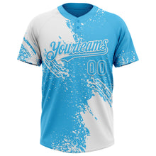 Загрузить изображение в средство просмотра галереи, Custom White Sky Blue 3D Pattern Abstract Brush Stroke Two-Button Unisex Softball Jersey