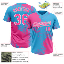 Загрузить изображение в средство просмотра галереи, Custom Pink Sky Blue-White 3D Pattern Abstract Brush Stroke Two-Button Unisex Softball Jersey