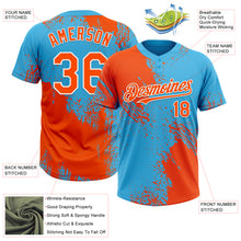 Загрузить изображение в средство просмотра галереи, Custom Orange Sky Blue-White 3D Pattern Abstract Brush Stroke Two-Button Unisex Softball Jersey