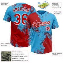 Загрузить изображение в средство просмотра галереи, Custom Red Sky Blue-White 3D Pattern Abstract Brush Stroke Two-Button Unisex Softball Jersey