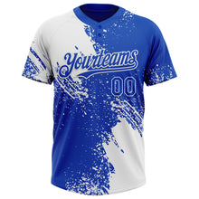 Laden Sie das Bild in den Galerie-Viewer, Custom White Thunder Blue 3D Pattern Abstract Brush Stroke Two-Button Unisex Softball Jersey