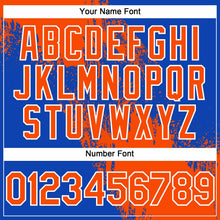 Загрузить изображение в средство просмотра галереи, Custom Orange Thunder Blue-White 3D Pattern Abstract Brush Stroke Two-Button Unisex Softball Jersey