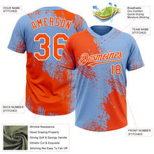Загрузить изображение в средство просмотра галереи, Custom Orange Light Blue-White 3D Pattern Abstract Brush Stroke Two-Button Unisex Softball Jersey