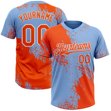 Загрузить изображение в средство просмотра галереи, Custom Orange Light Blue-White 3D Pattern Abstract Brush Stroke Two-Button Unisex Softball Jersey