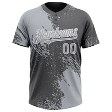 Загрузить изображение в средство просмотра галереи, Custom Gray Steel Gray-White 3D Pattern Abstract Brush Stroke Two-Button Unisex Softball Jersey