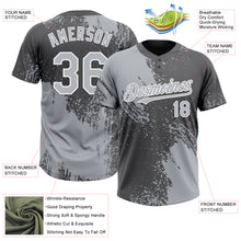 Загрузить изображение в средство просмотра галереи, Custom Gray Steel Gray-White 3D Pattern Abstract Brush Stroke Two-Button Unisex Softball Jersey