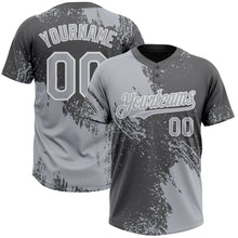 Загрузить изображение в средство просмотра галереи, Custom Gray Steel Gray-White 3D Pattern Abstract Brush Stroke Two-Button Unisex Softball Jersey