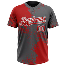 Загрузить изображение в средство просмотра галереи, Custom Red Steel Gray-White 3D Pattern Abstract Brush Stroke Two-Button Unisex Softball Jersey