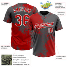 Загрузить изображение в средство просмотра галереи, Custom Red Steel Gray-White 3D Pattern Abstract Brush Stroke Two-Button Unisex Softball Jersey