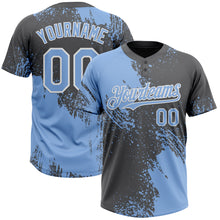 Загрузить изображение в средство просмотра галереи, Custom Light Blue Steel Gray-White 3D Pattern Abstract Brush Stroke Two-Button Unisex Softball Jersey