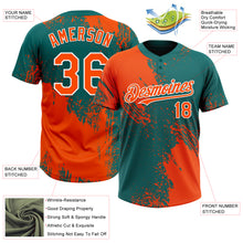 Laden Sie das Bild in den Galerie-Viewer, Custom Orange Teal-White 3D Pattern Abstract Brush Stroke Two-Button Unisex Softball Jersey